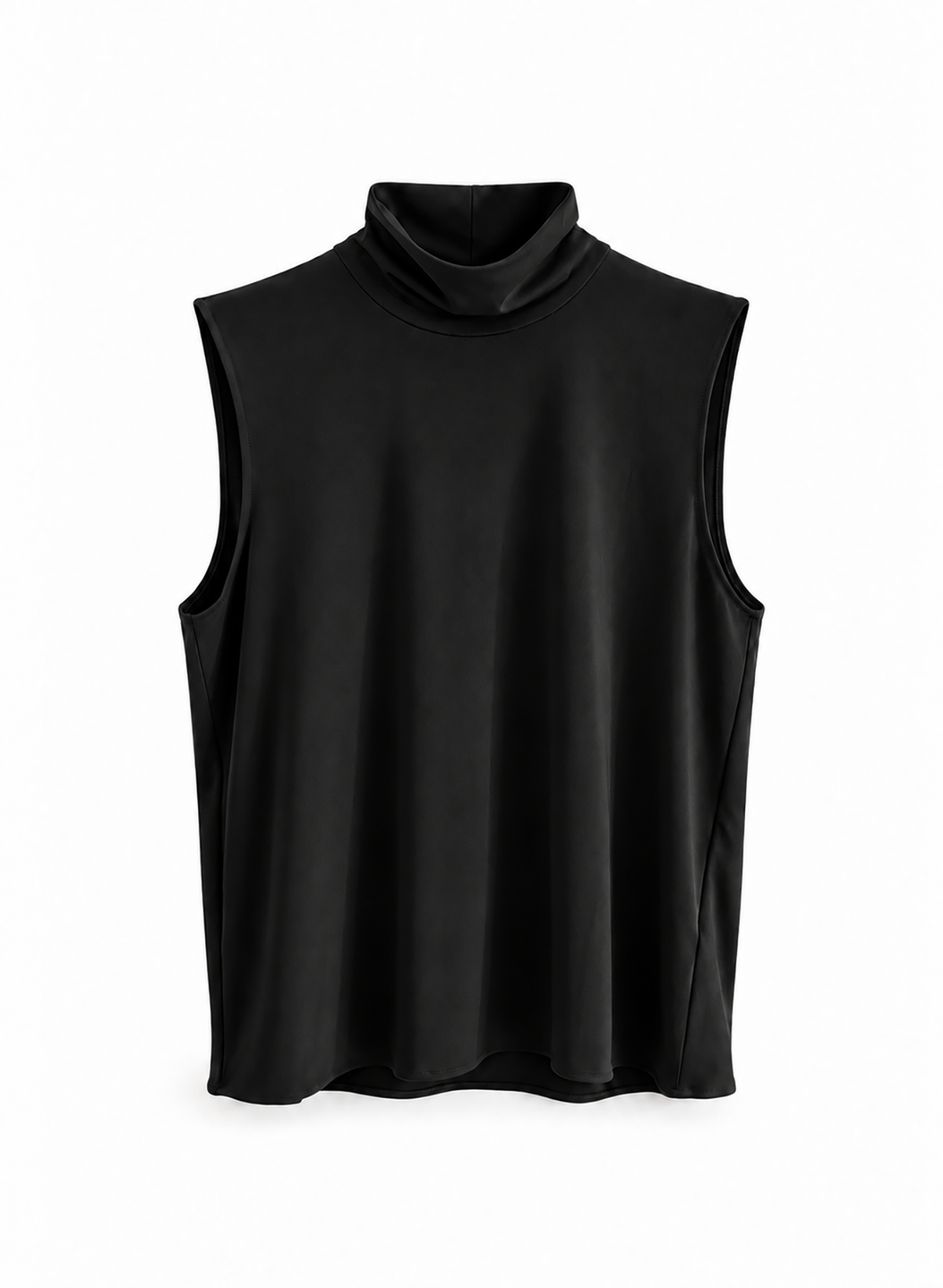 Sleeveless Turtleneck Top - Black