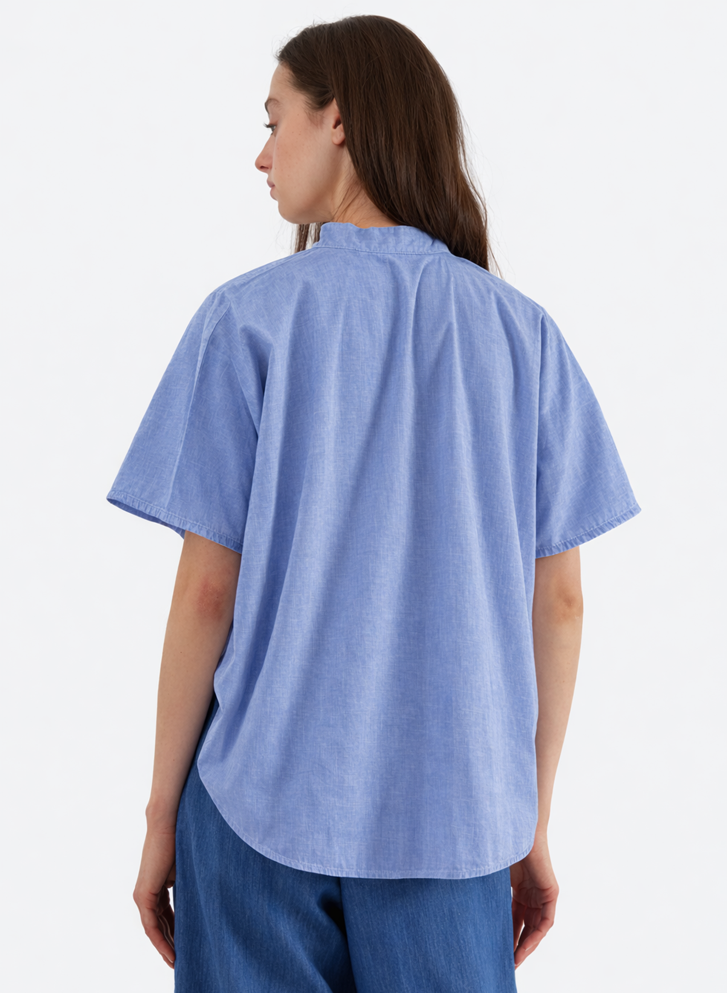 Rounded Hem Shirt - Blue