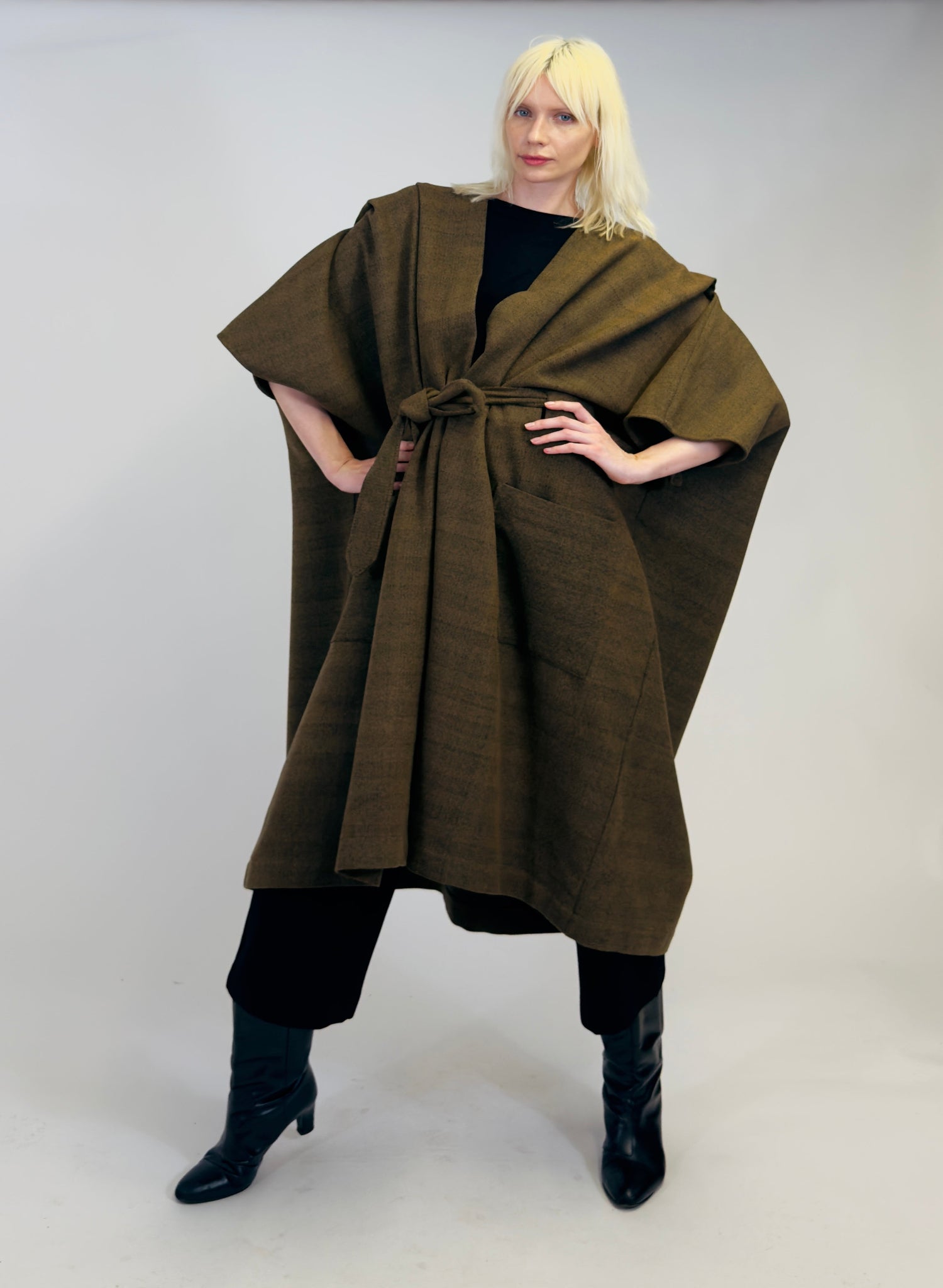 Draped Coat - Camel Reclaimed Wool