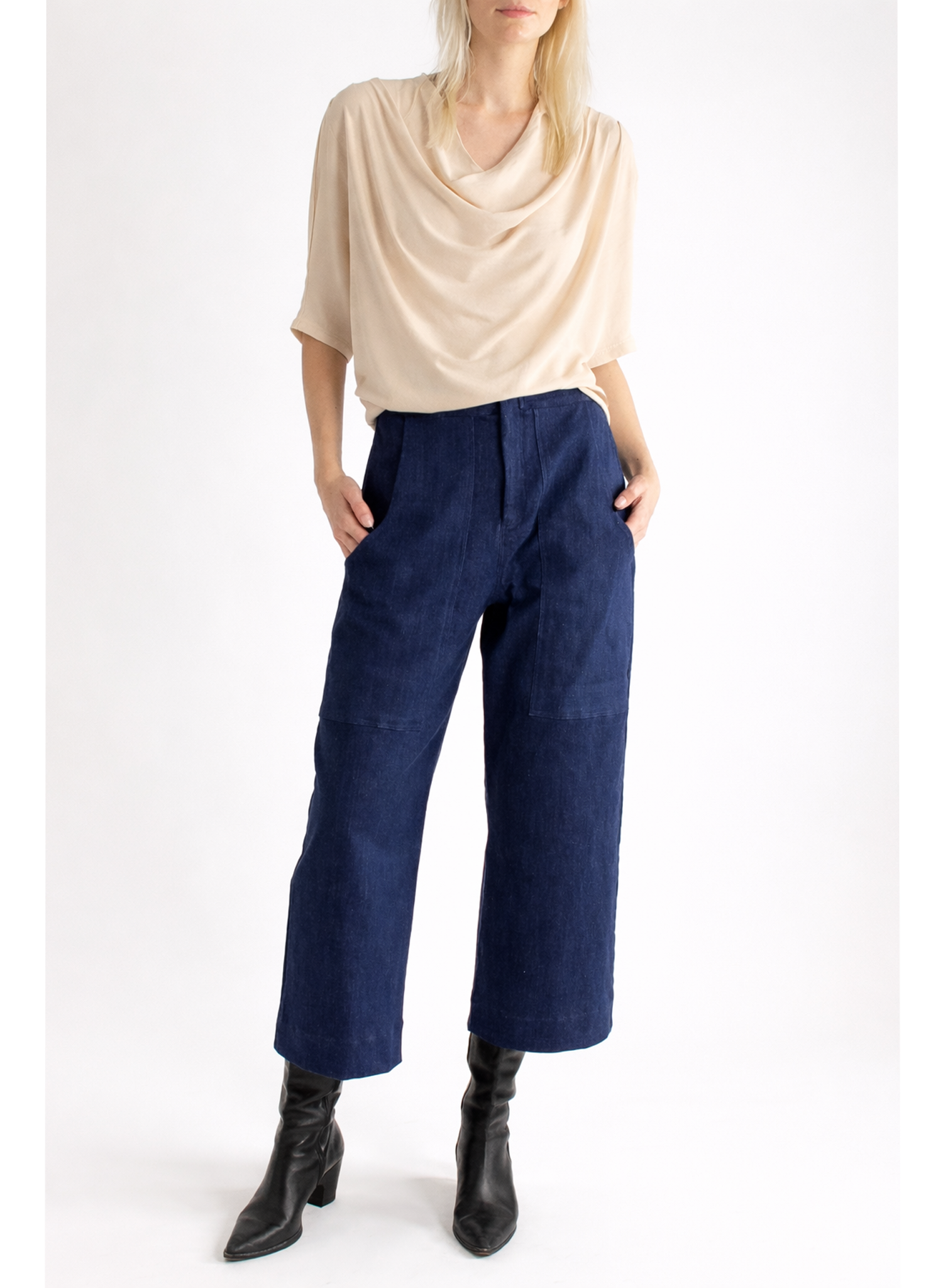 Abstraction Cowl Top - Champagne