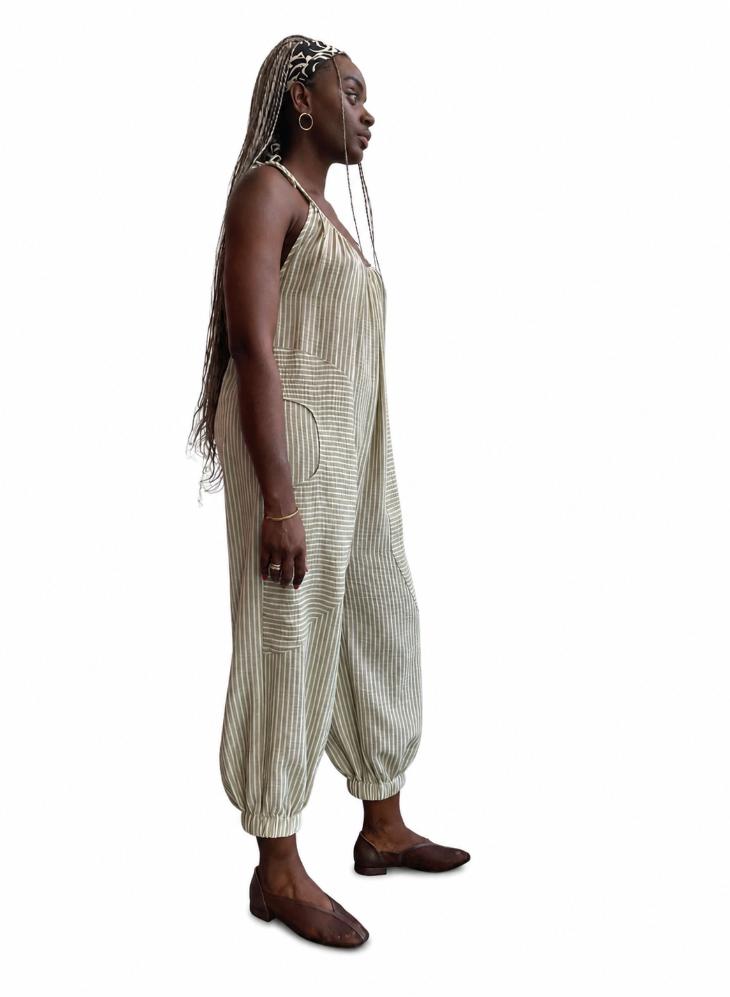 Bloomer Jumpsuit - Green Stripe