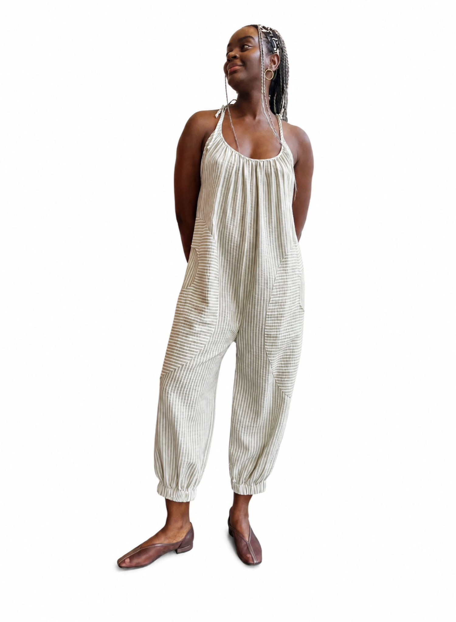 Bloomer Jumpsuit - Green Stripe