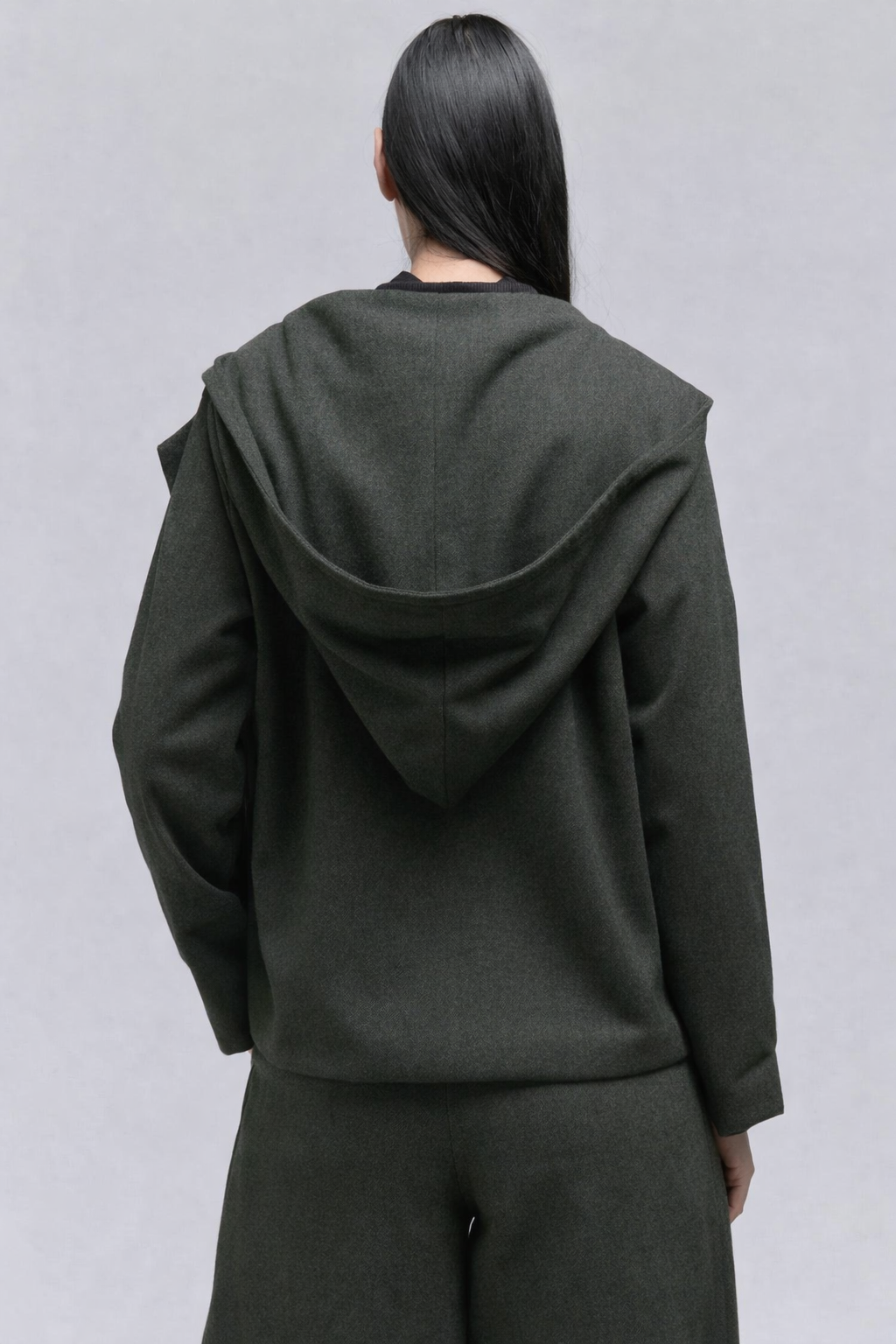 Atlas Hooded Jacket - Olive Herringbone