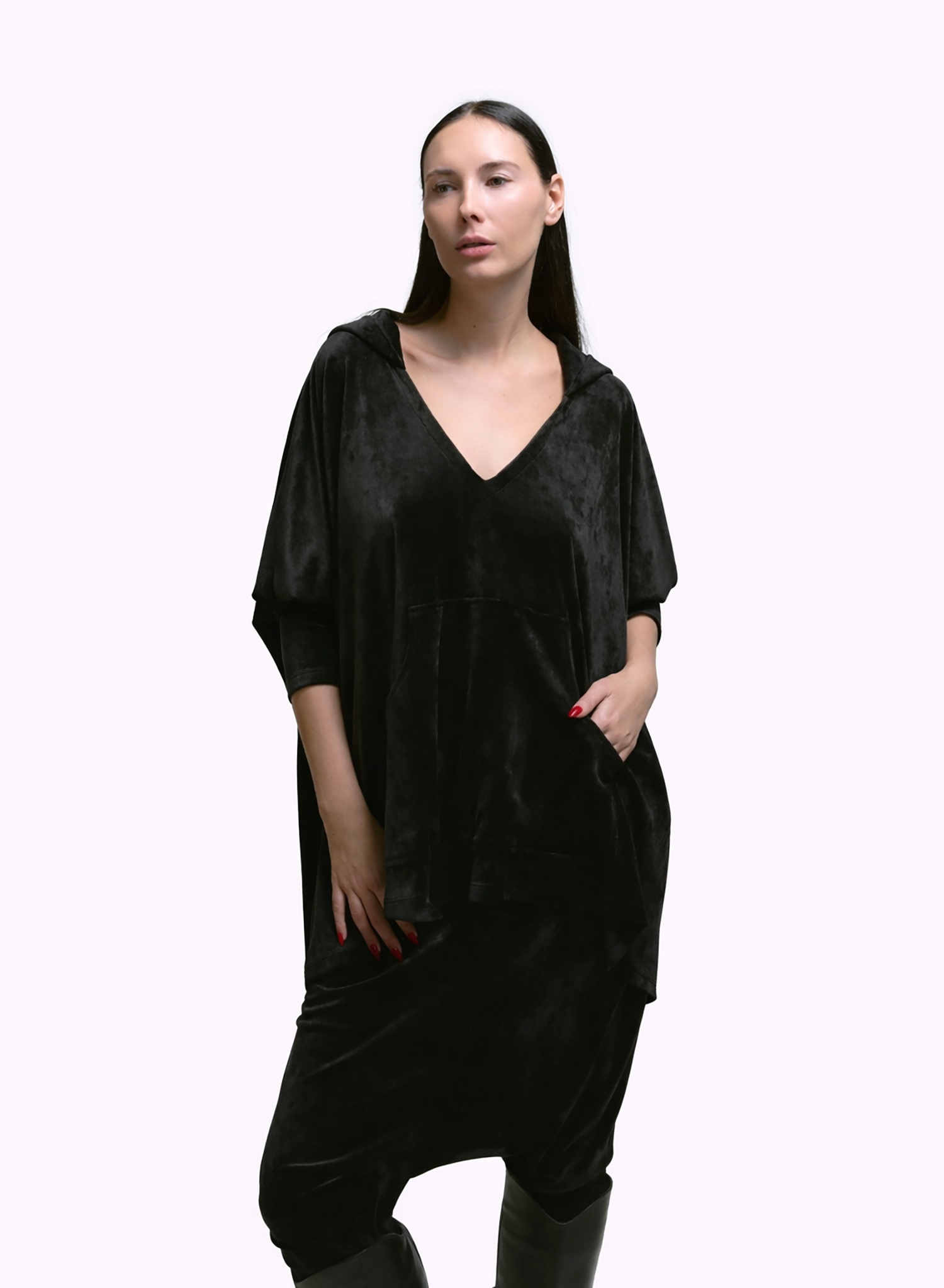 Cozy Hoodie - Black Velour