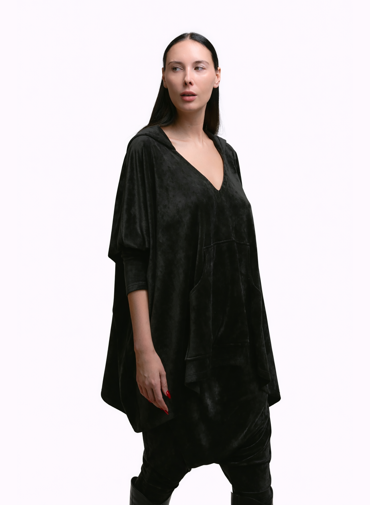 Cozy Hoodie - Black Velour