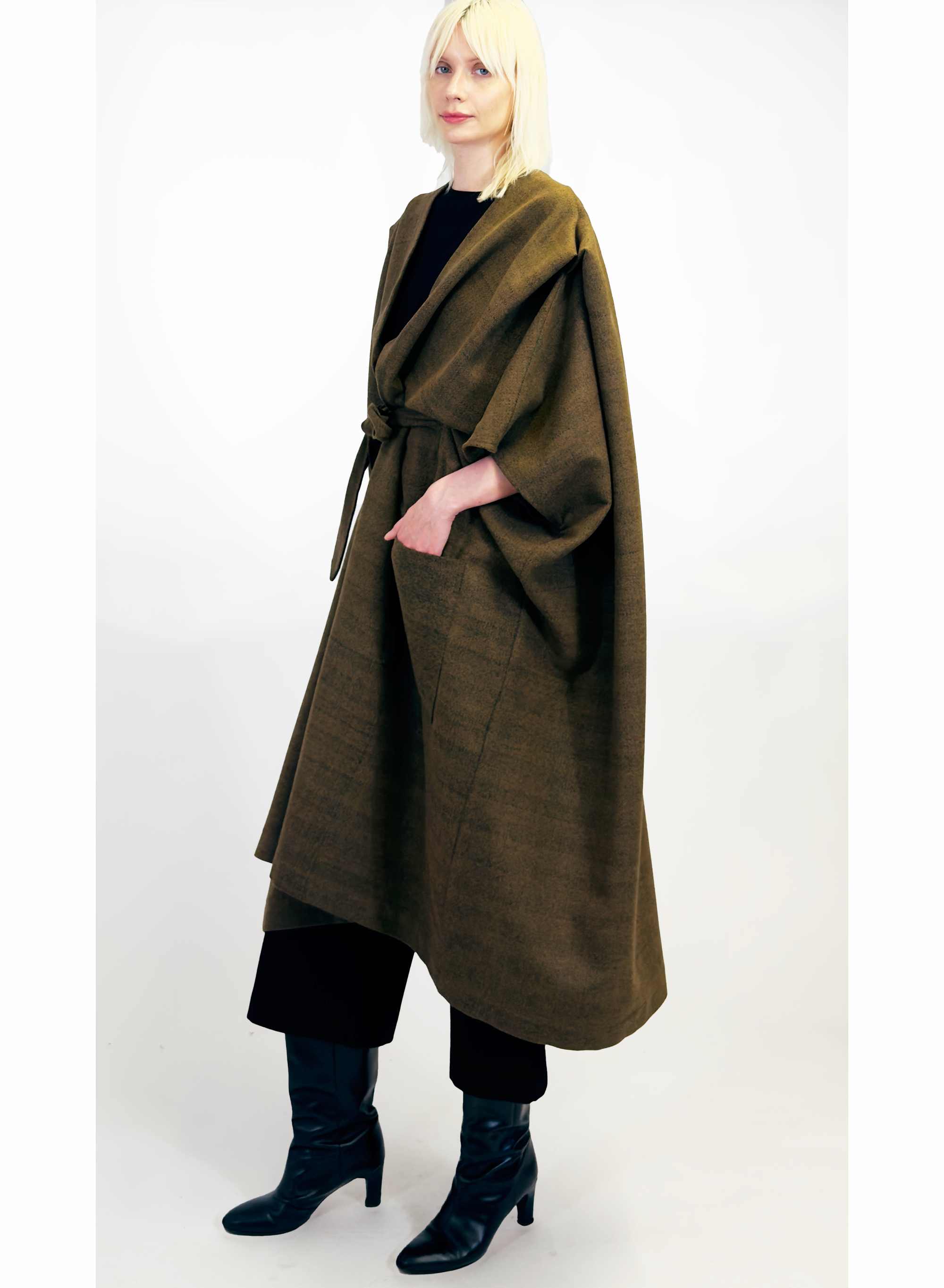 Draped Coat - Camel Reclaimed Wool