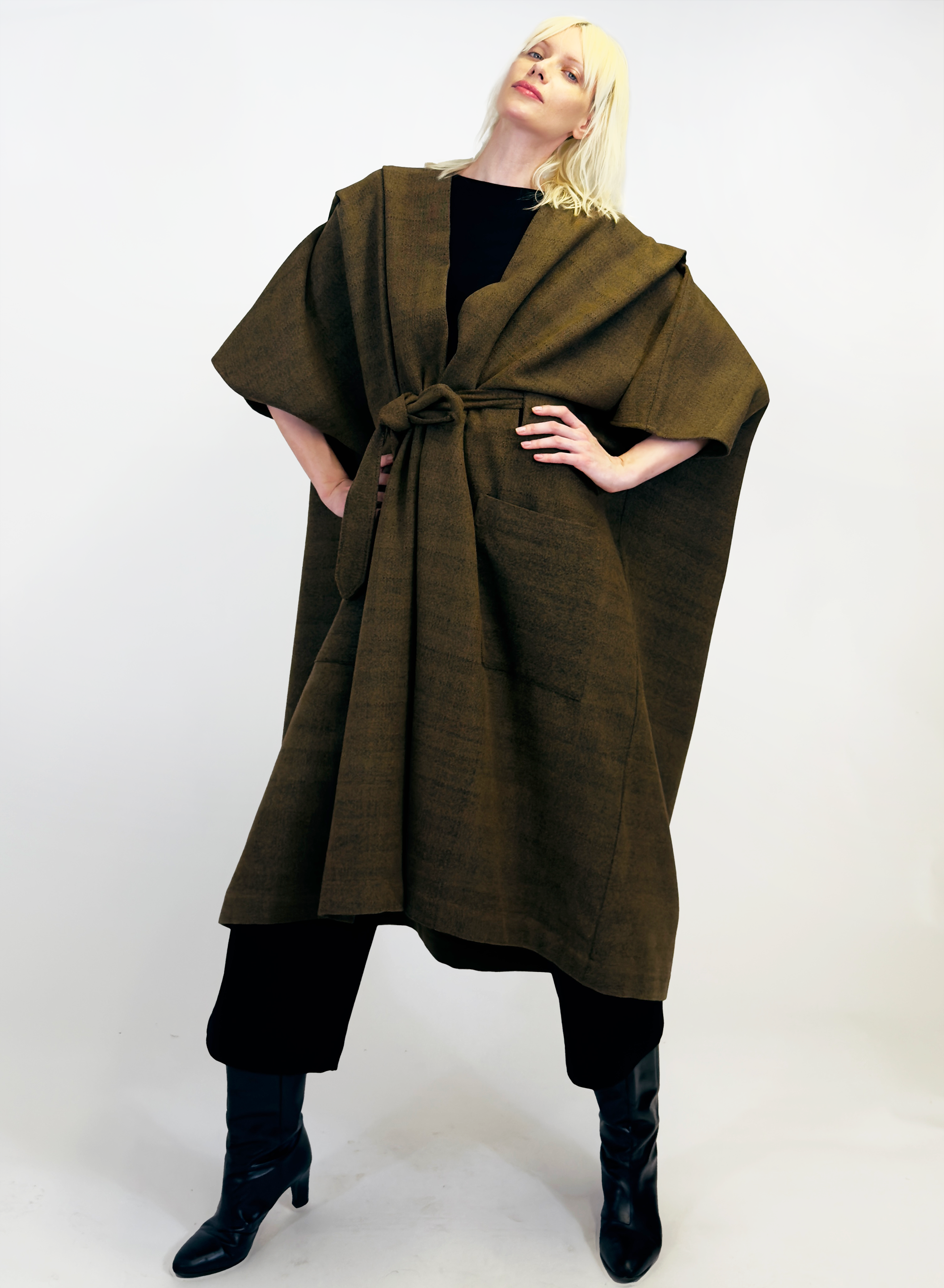 Draped Coat - Camel Reclaimed Wool
