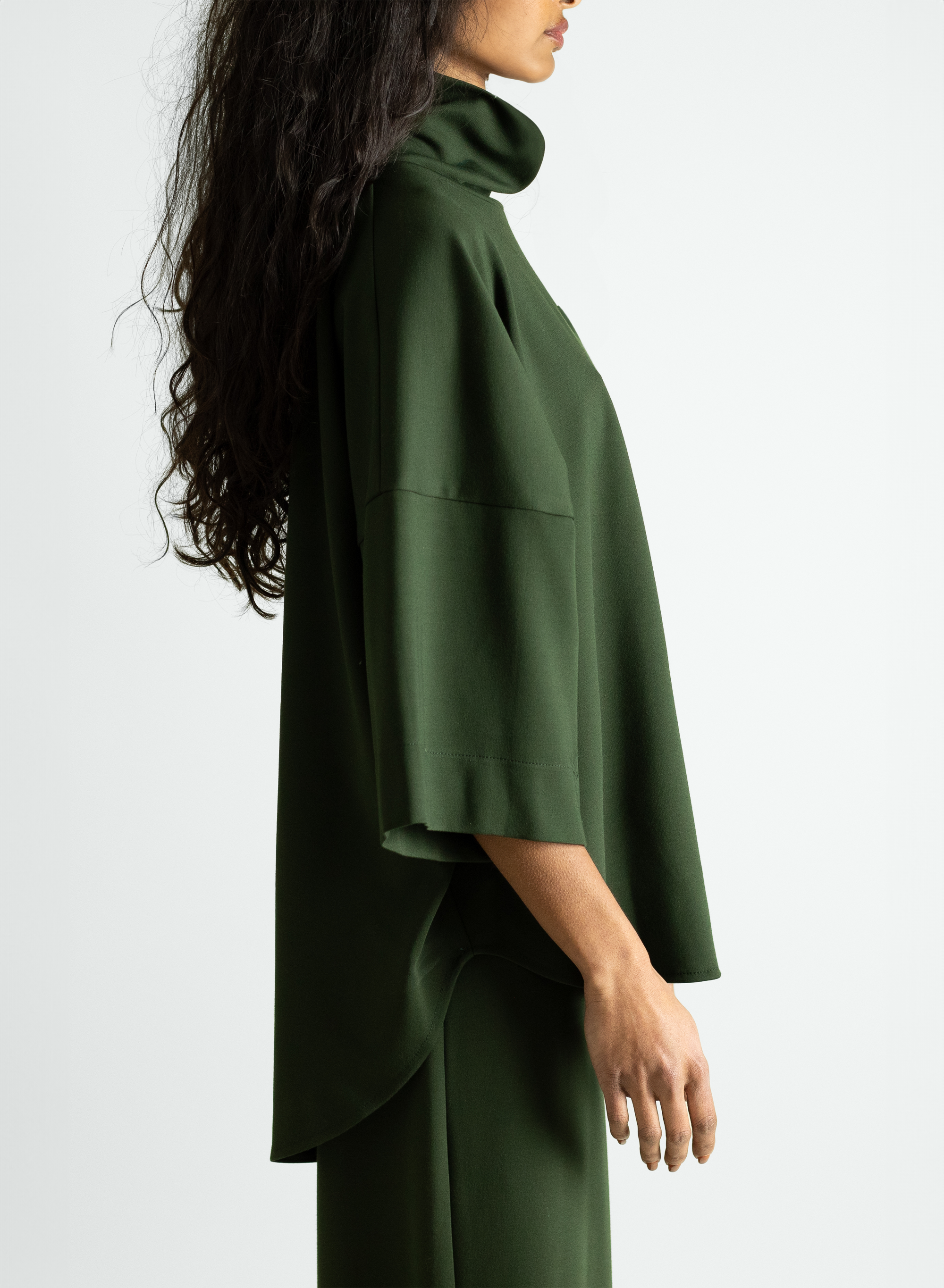 Flared Sleeve Turtleneck - Olive - Meg - Made in Canada