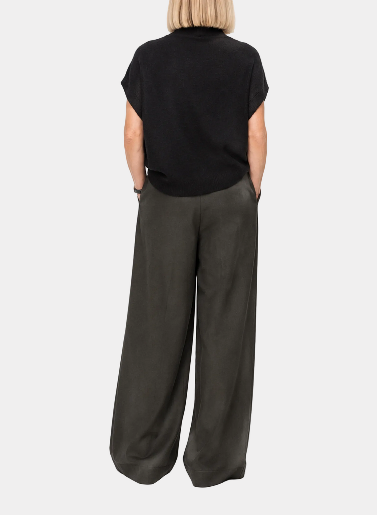 Atlas Slouchy Trouser - Olive Herringbone - Meg