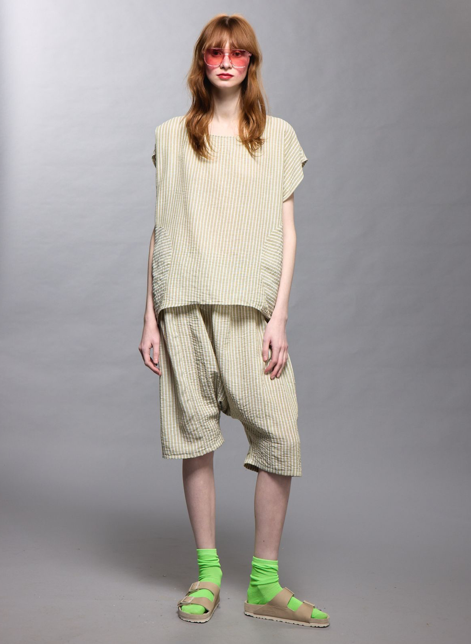 Circle Pocket Top - Green Stripe (PRE-ORDER)