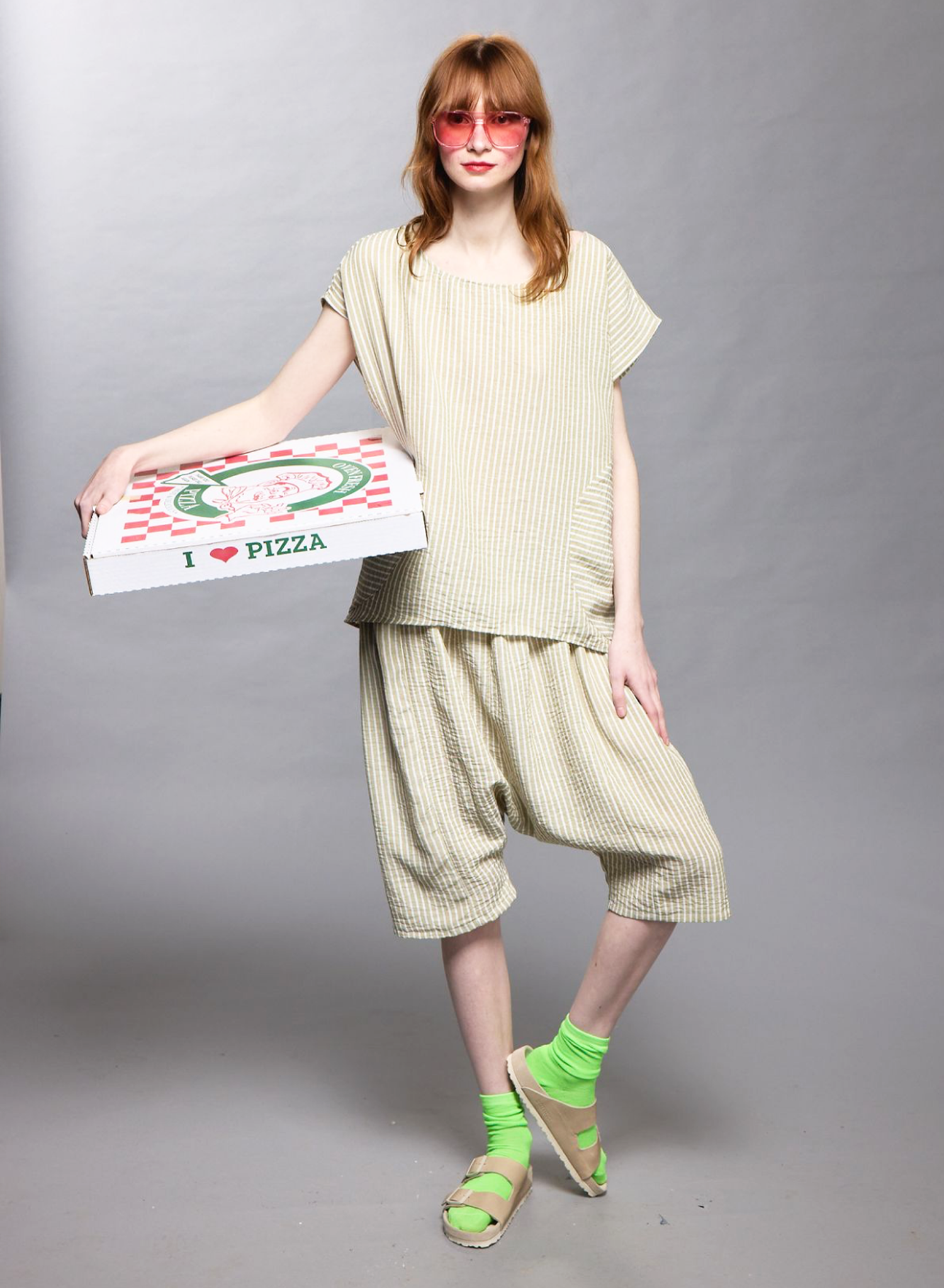 Circle Pocket Top - Green Stripe (PRE-ORDER)