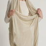 Lightweight wide sheer scarf shawl in oatmeal - light beige - off white