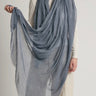 Lightweight wide sheer scarf shawl in blue - bluish grey