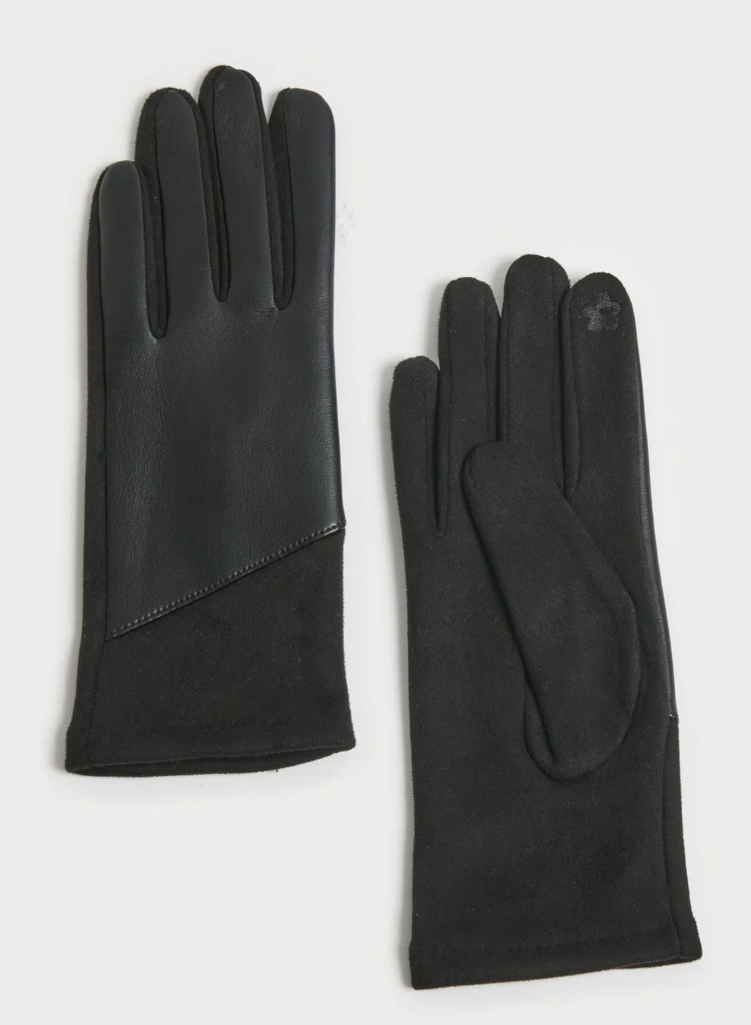 Faux leather Phone touch gloves, capability on finger tip Diagonal front panel Fabric 