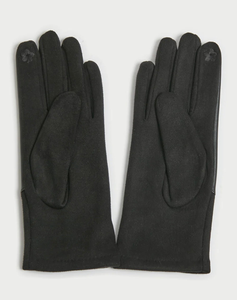 Faux leather Phone touch gloves, capability on finger tip Diagonal front panel Fabric 