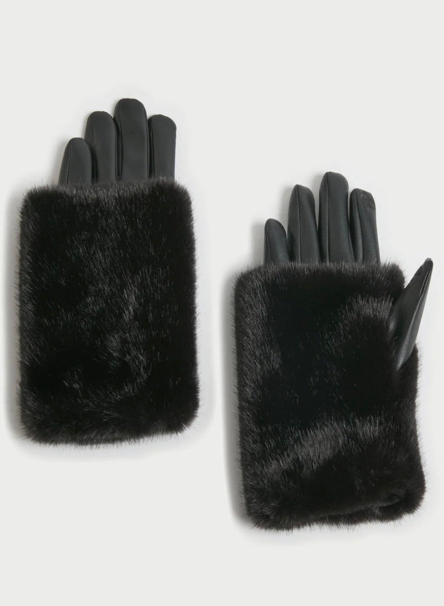 Luxe Fur Gloves - Black