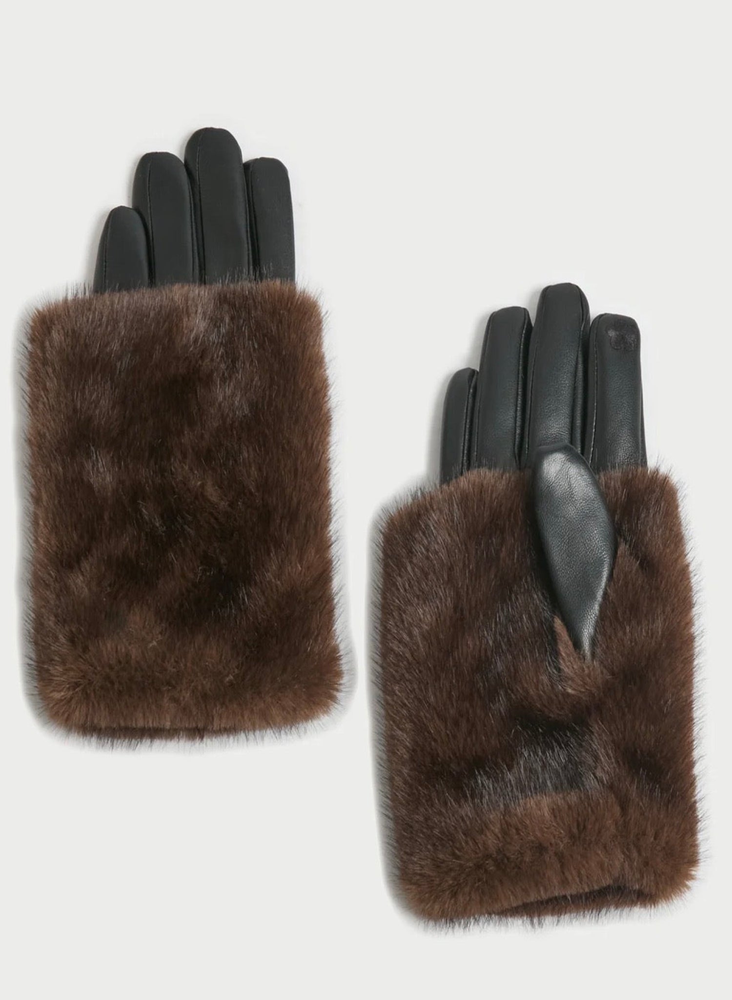 Luxe Fur Gloves - Brown