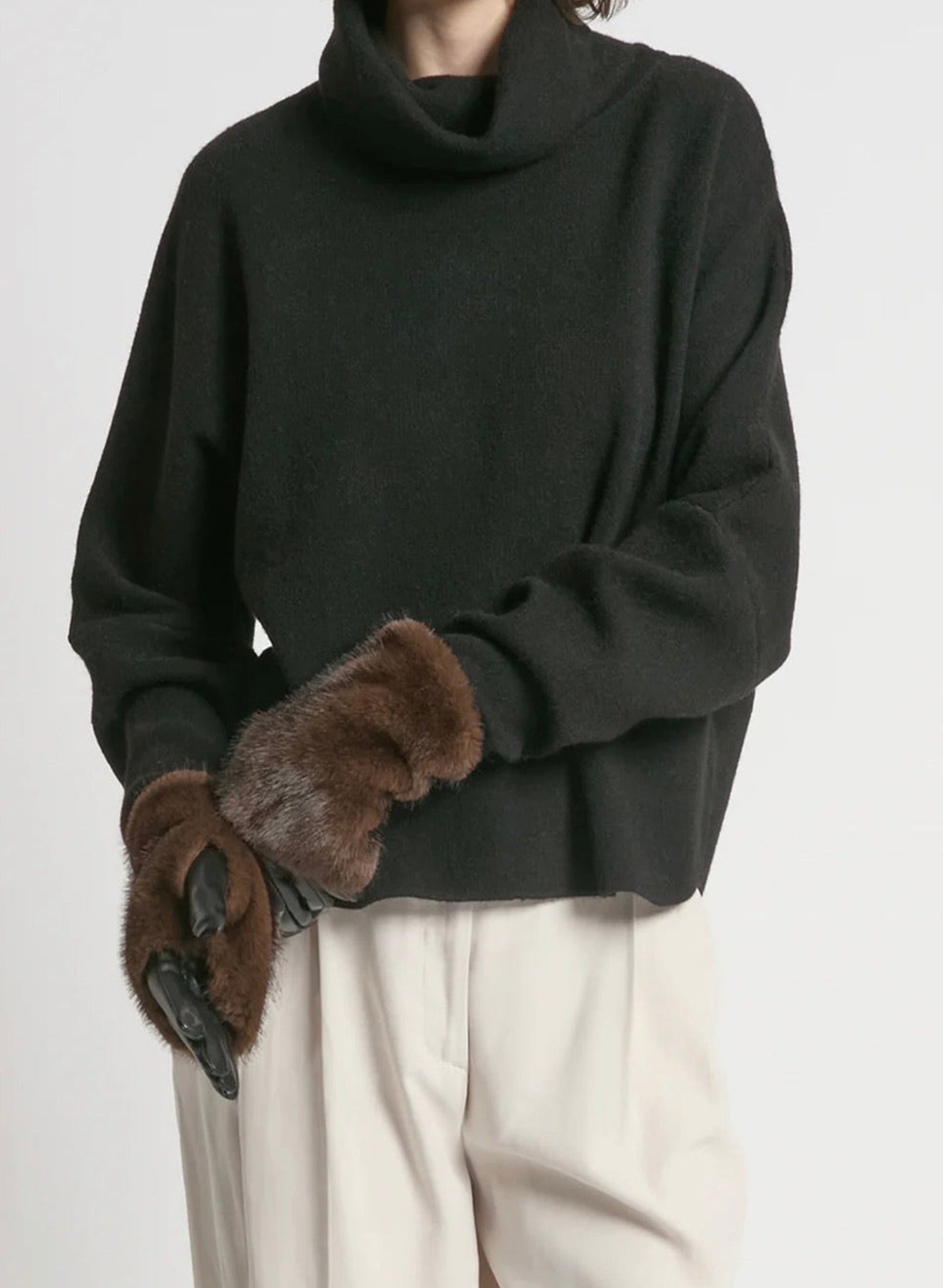 Luxe Fur Gloves - Brown