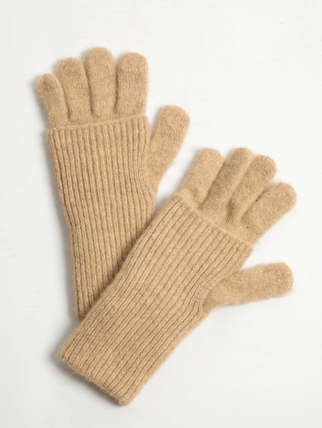 Chunky Rib Fingerhole Gloves - Camel
