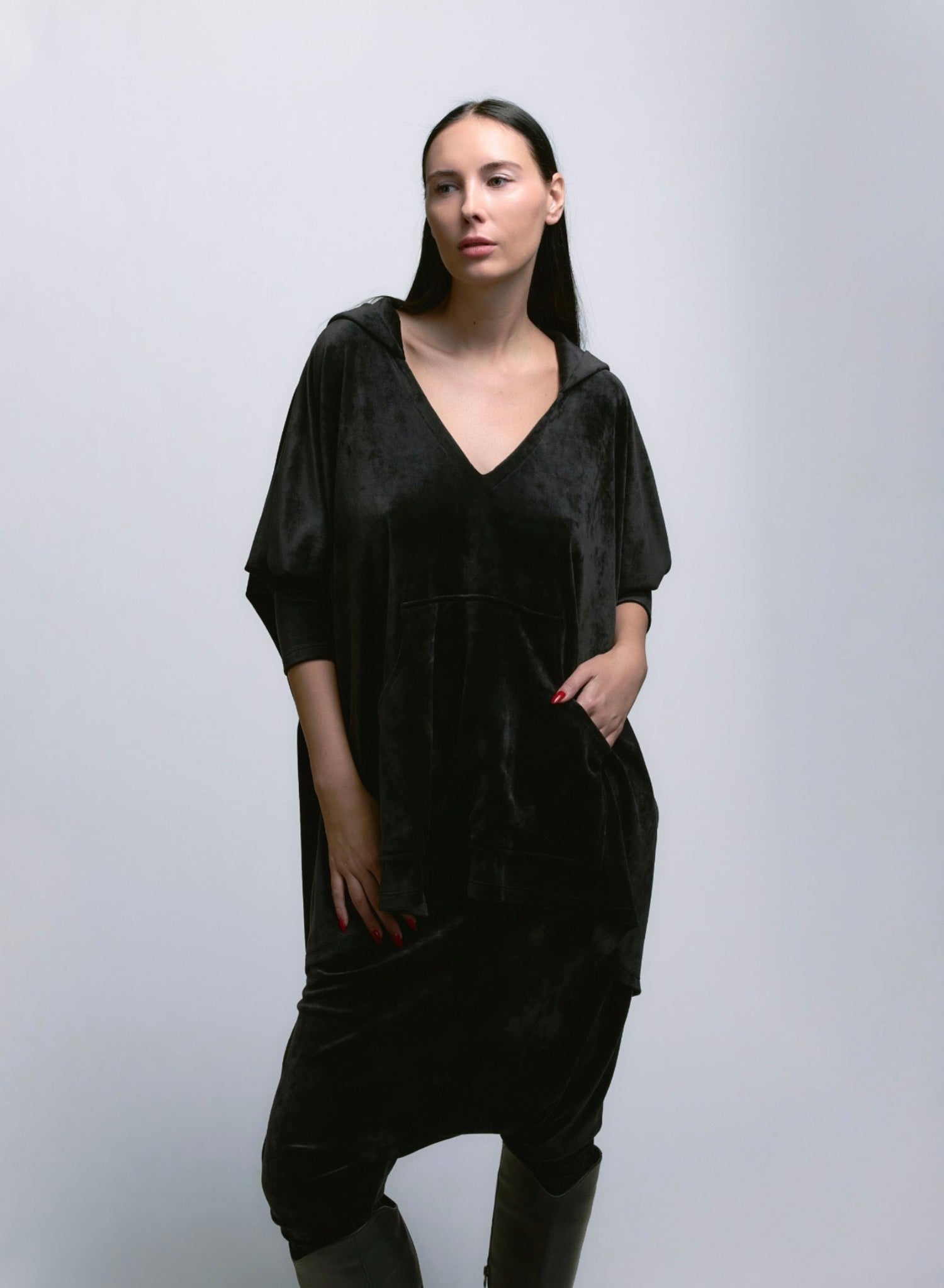 Cozy Hoodie - Black Velour