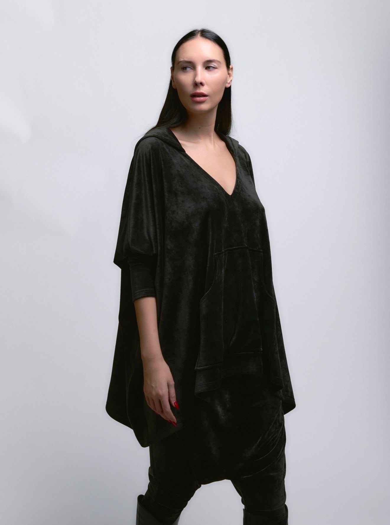 Cozy Hoodie - Black Velour