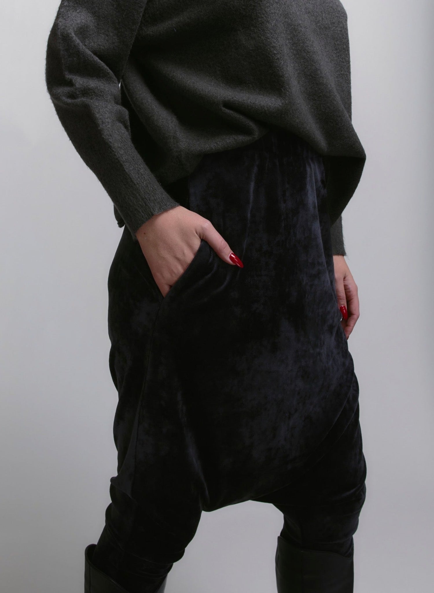 Harem Pant - Black Velour