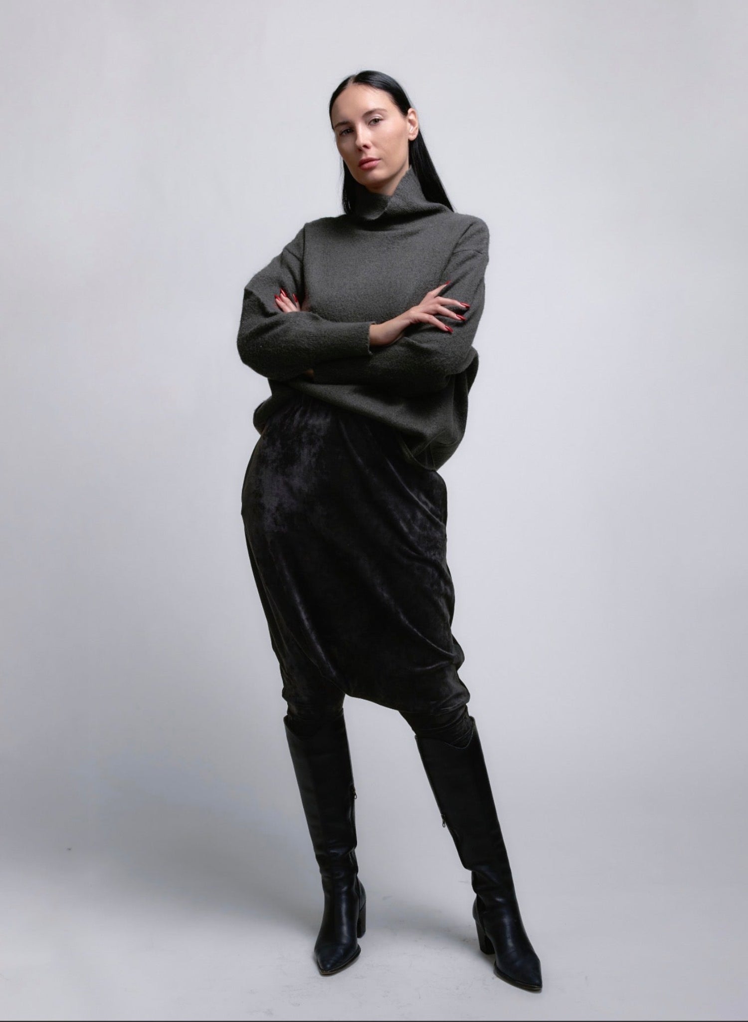 Harem Pant - Black Velour