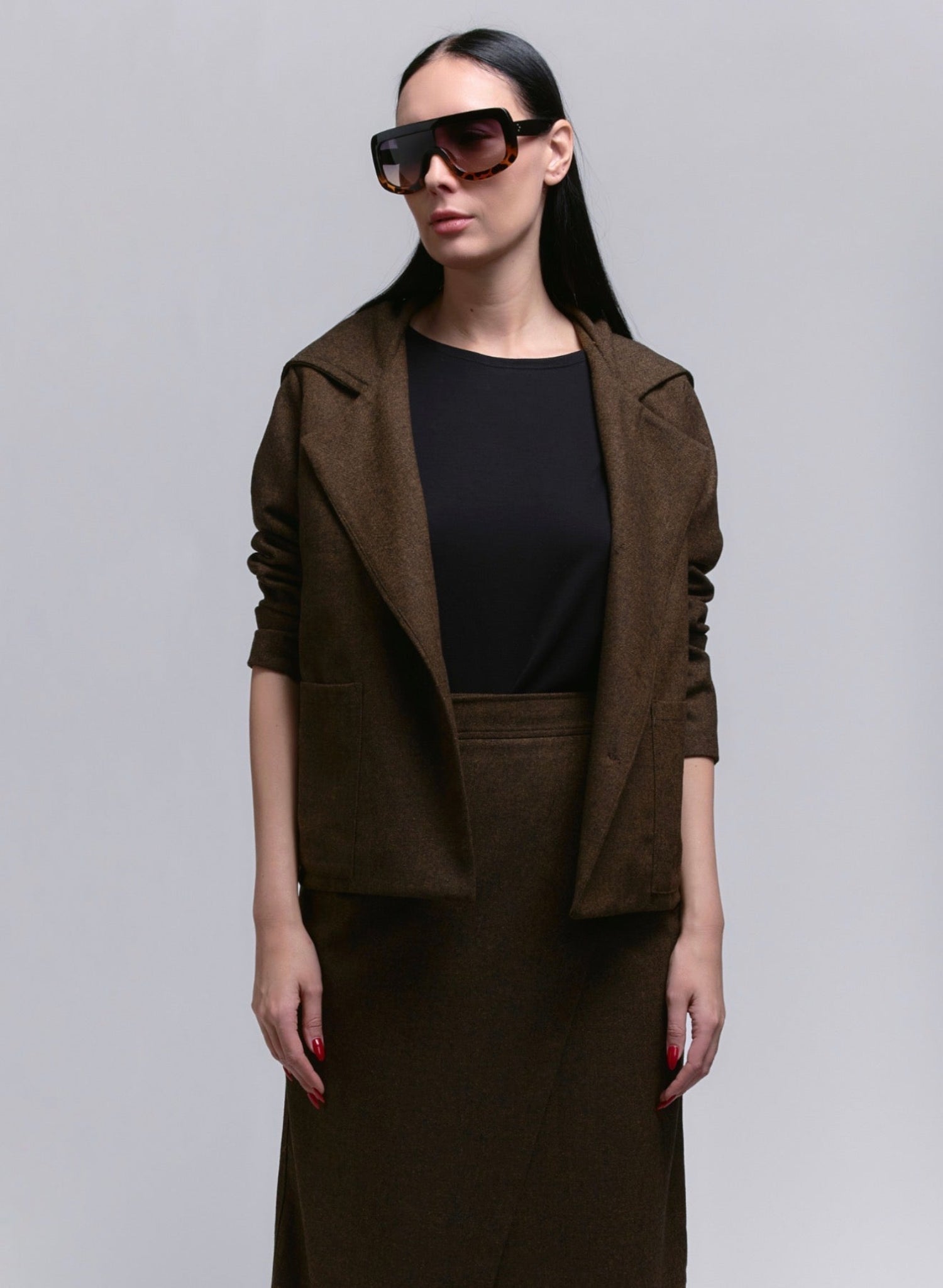 Atlas Hooded Jacket - Brown Herringbone