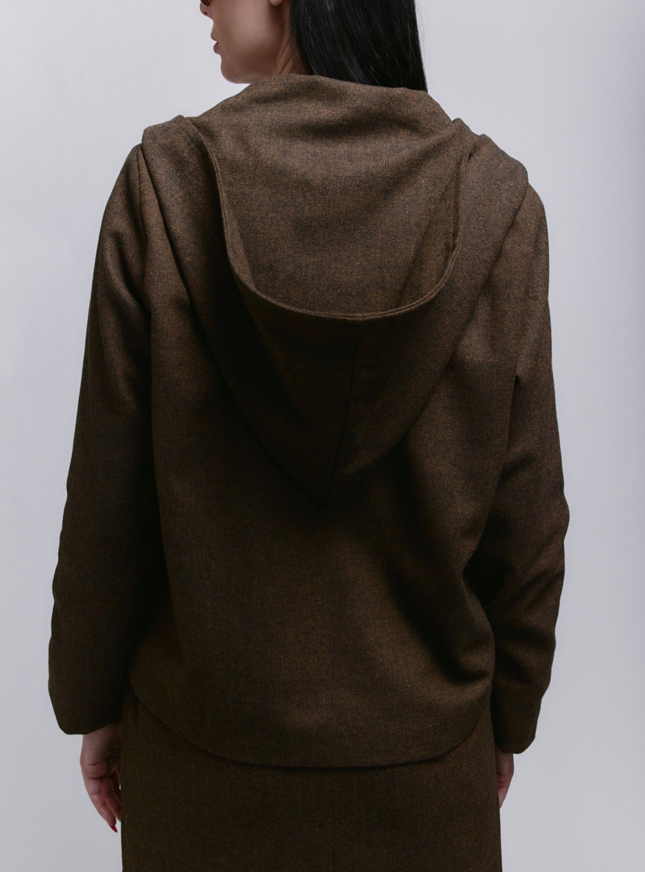 Atlas Hooded Jacket - Brown Herringbone