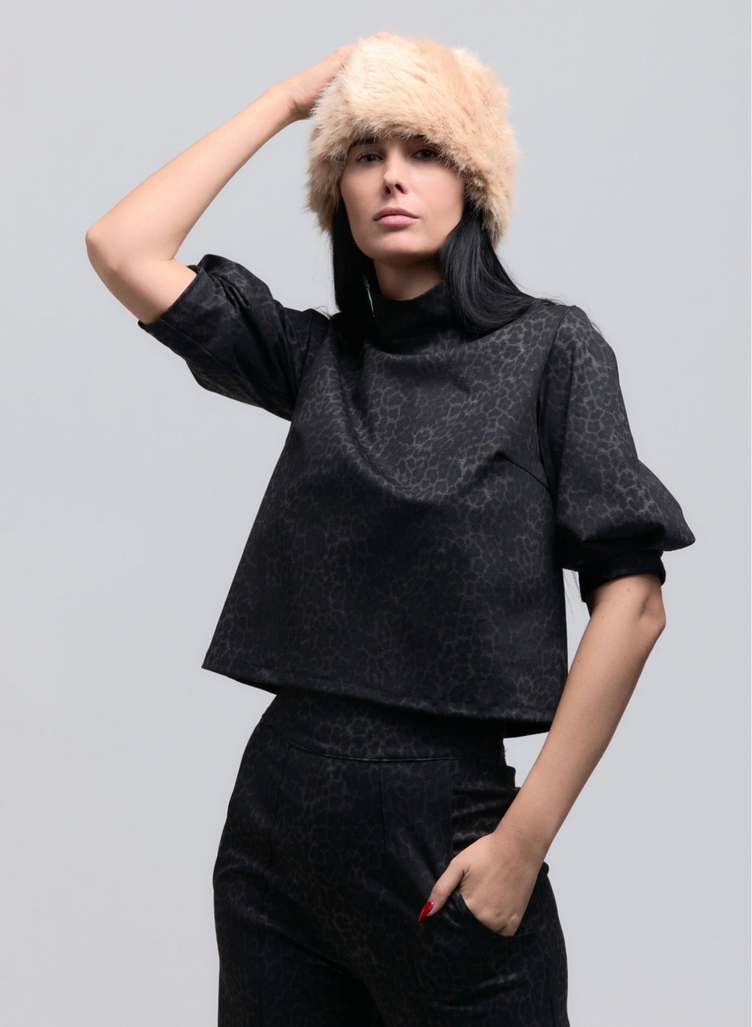 Lunes Top - Grey Leopard