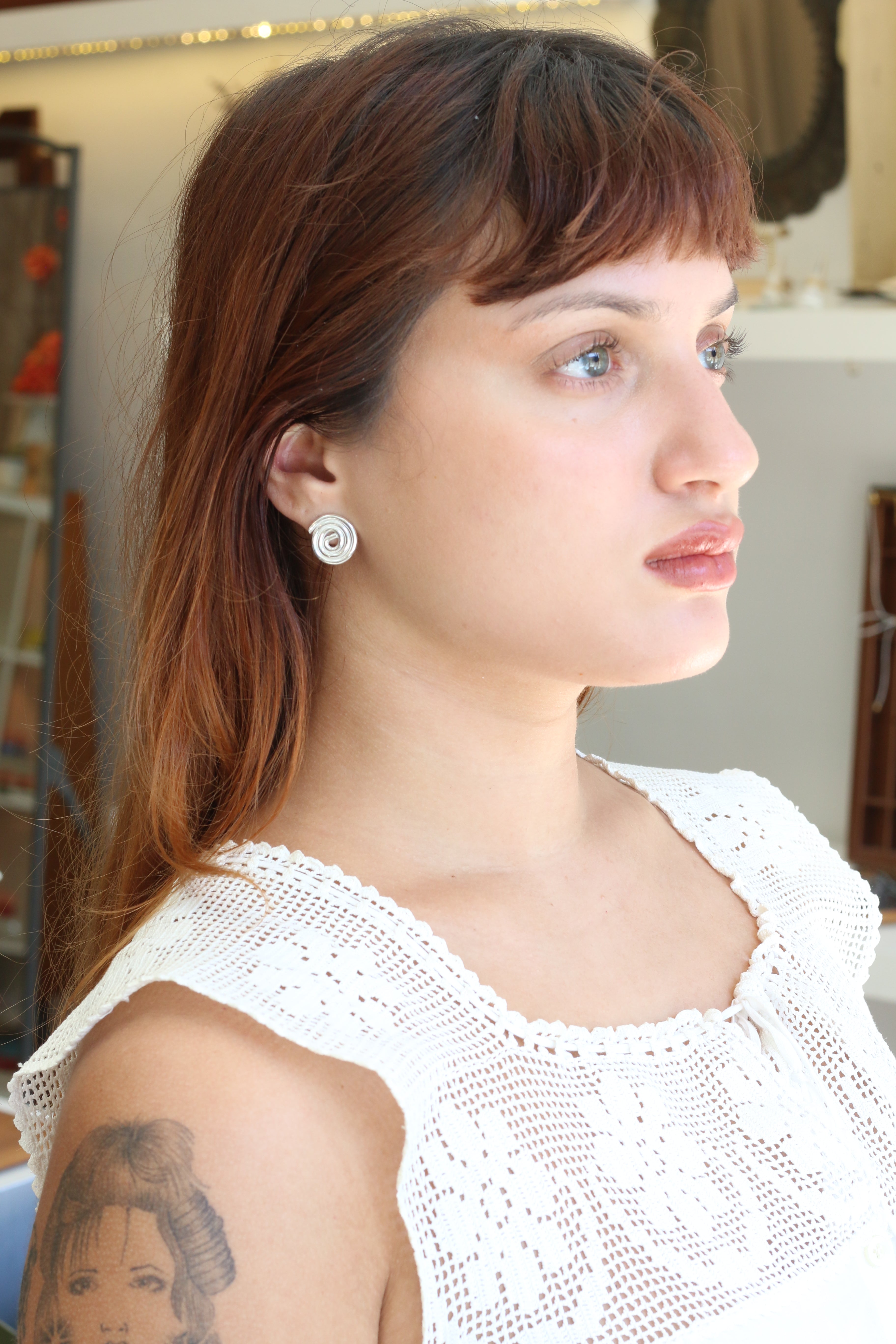 Line & Label - Swirl Studs - Silver