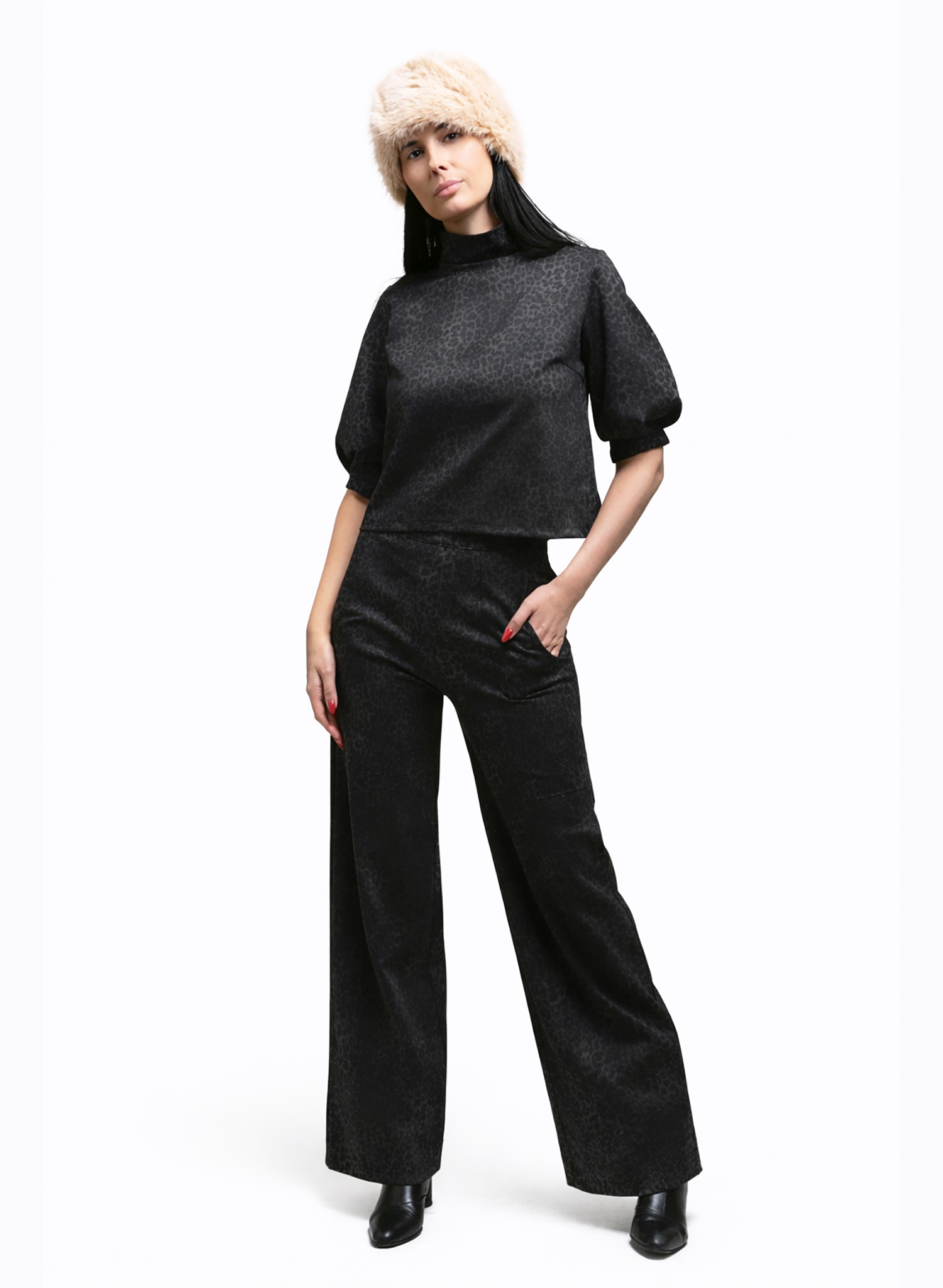 Lunes Top - Grey Leopard