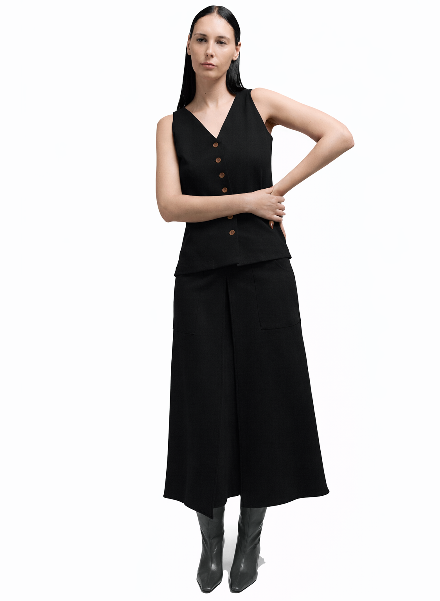 Long Vest - Black