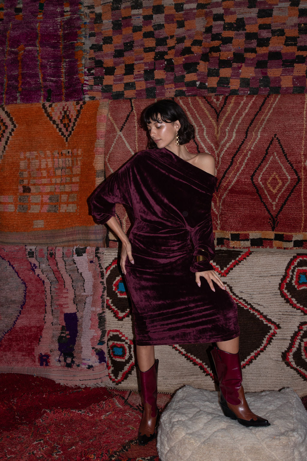 Crazy Sweater Dress - Burgundy Velour (Pre-Order)