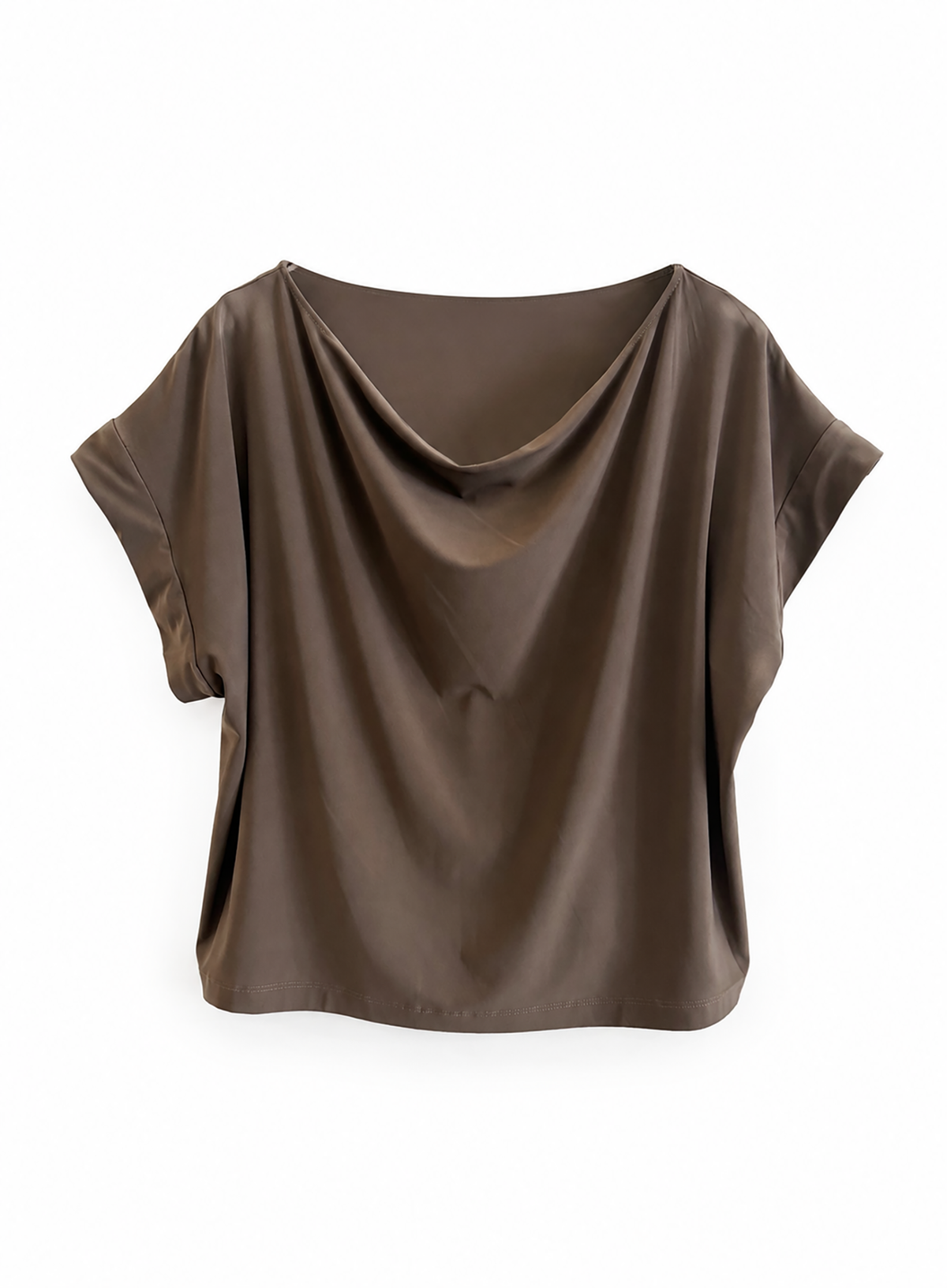 Cowl Neck Tee - Taupe - Meg