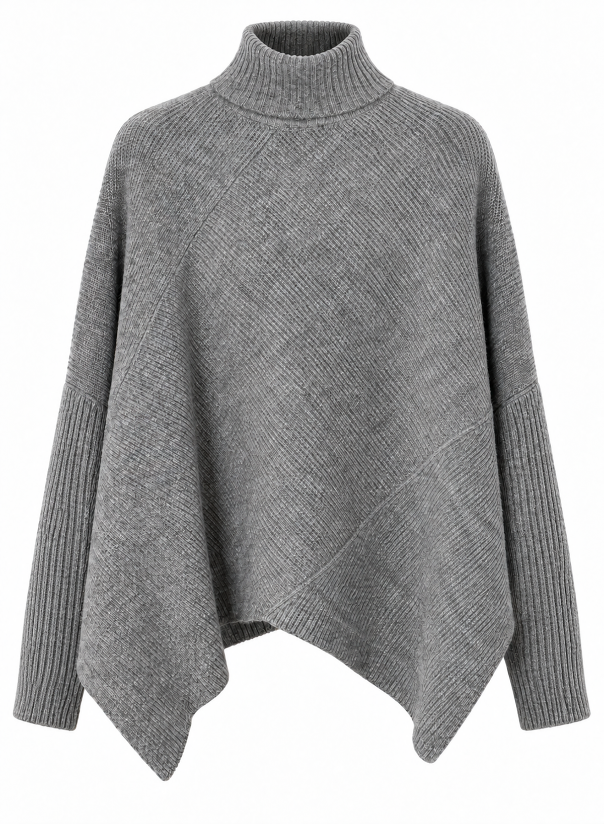 Notch Knit Pullover Sweater - Grey - Meg