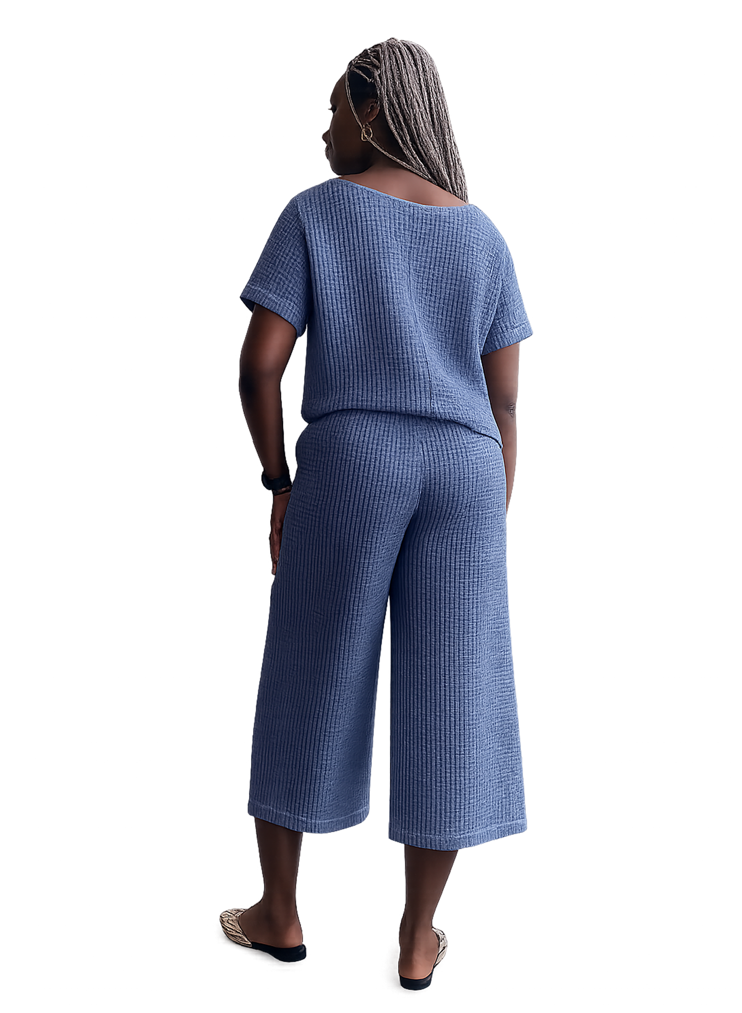 Wide Leg Jogger Pant - Steel Blue