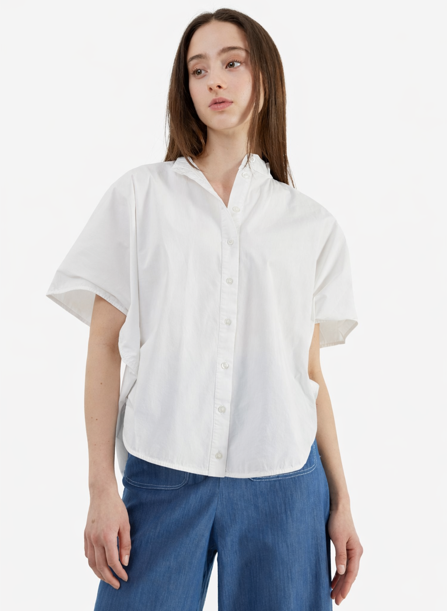 Rounded Hem Shirt - White