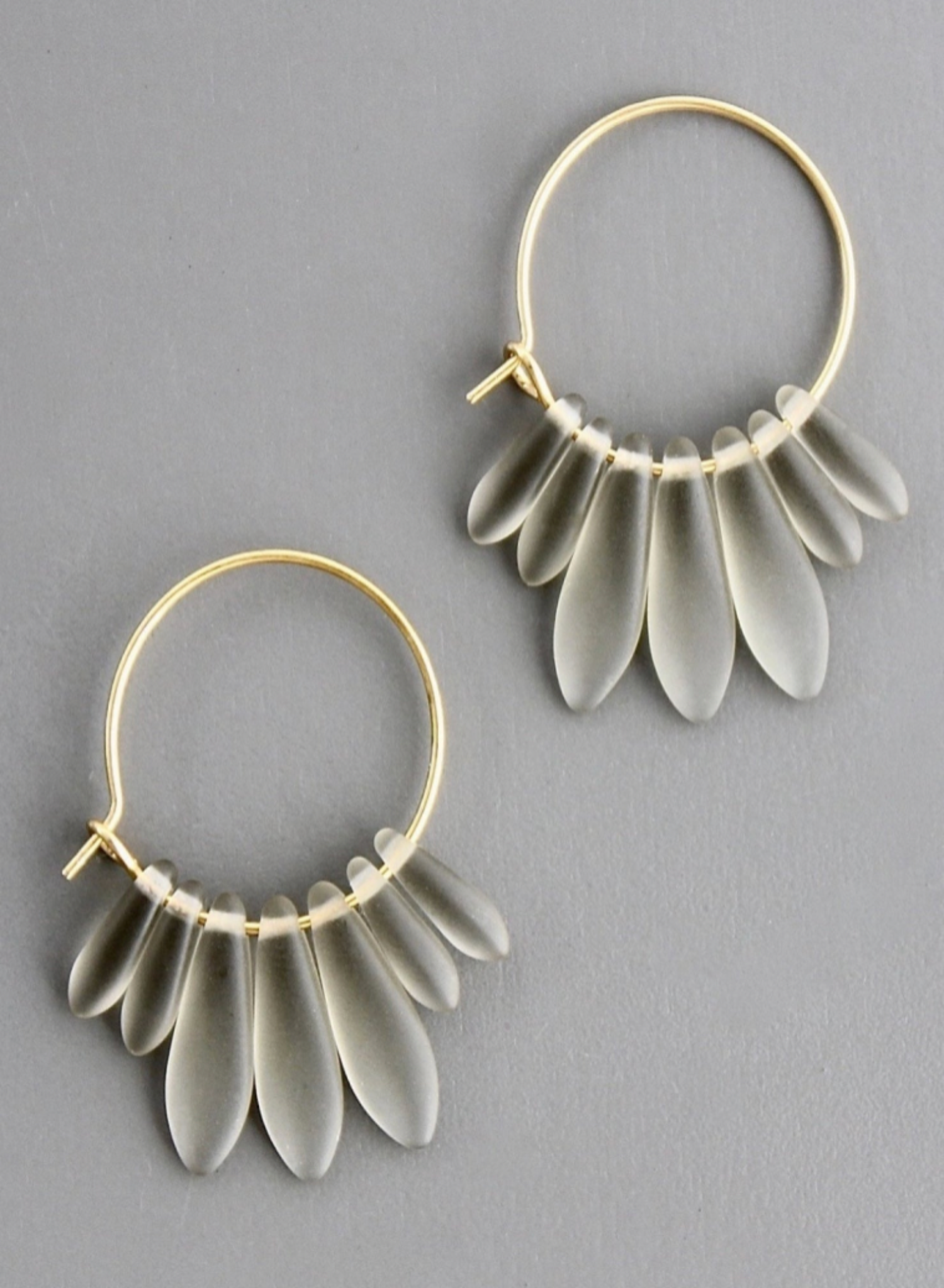 David Aubrey - Grey Glass Hoop Earrings
