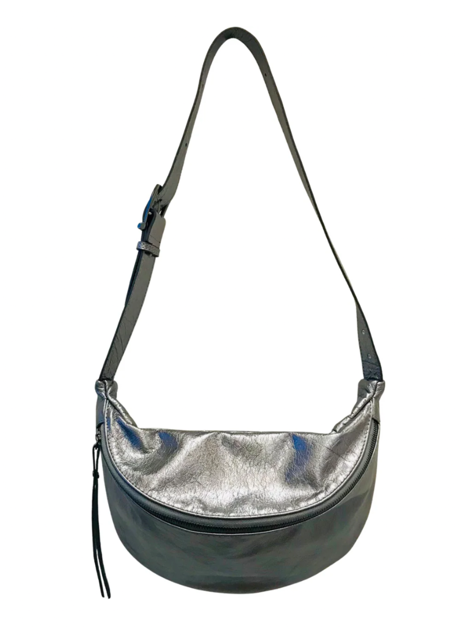 Katerina NYC - Smooth Leather Sling Bag - Silver