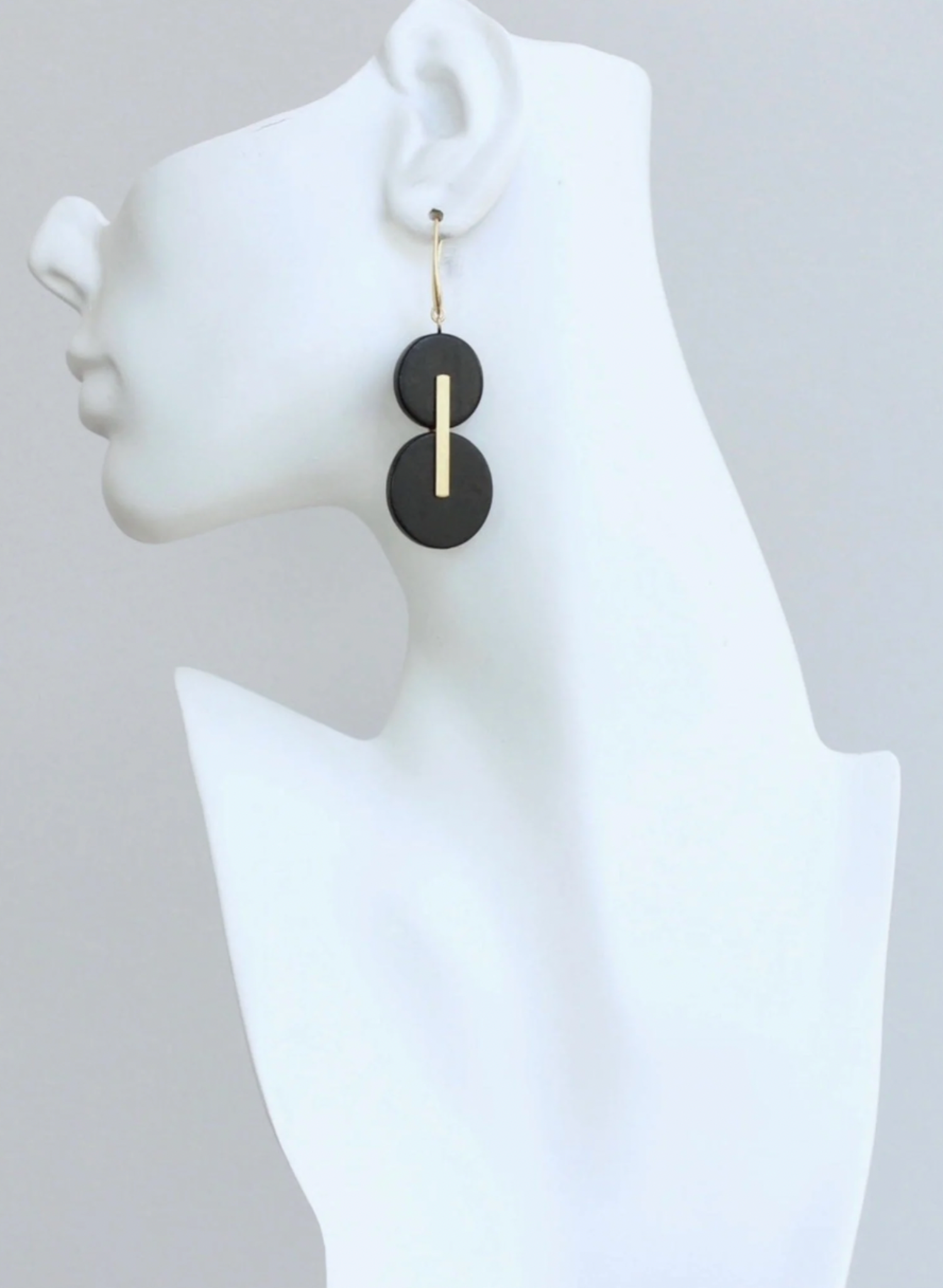 David Aubrey - Black Wood Disc Hoop Earrings