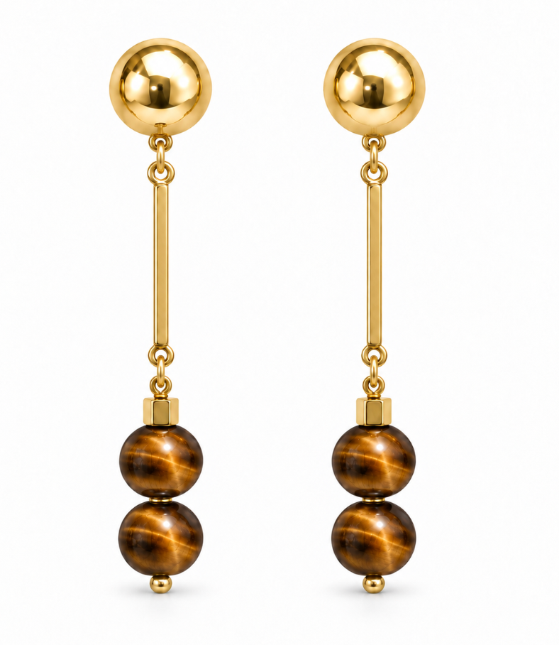 MONOXIDE - Kira XL Tiger's Eye Earrings