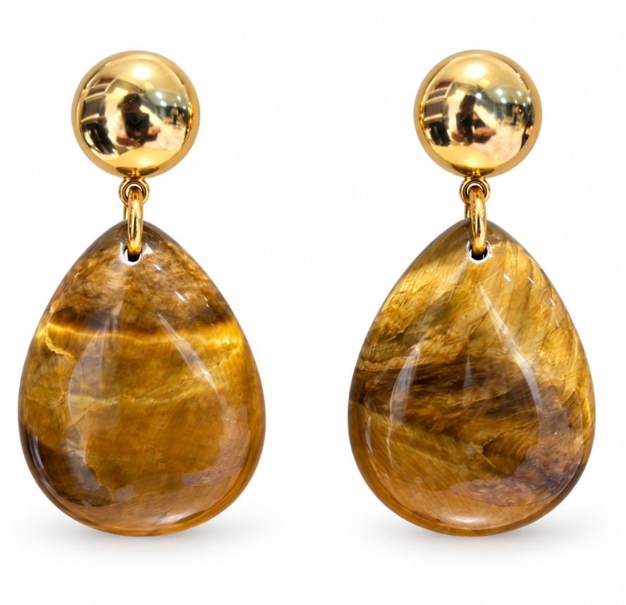 MONOXIDE - Viviana Tiger's Eye Statement Earrings