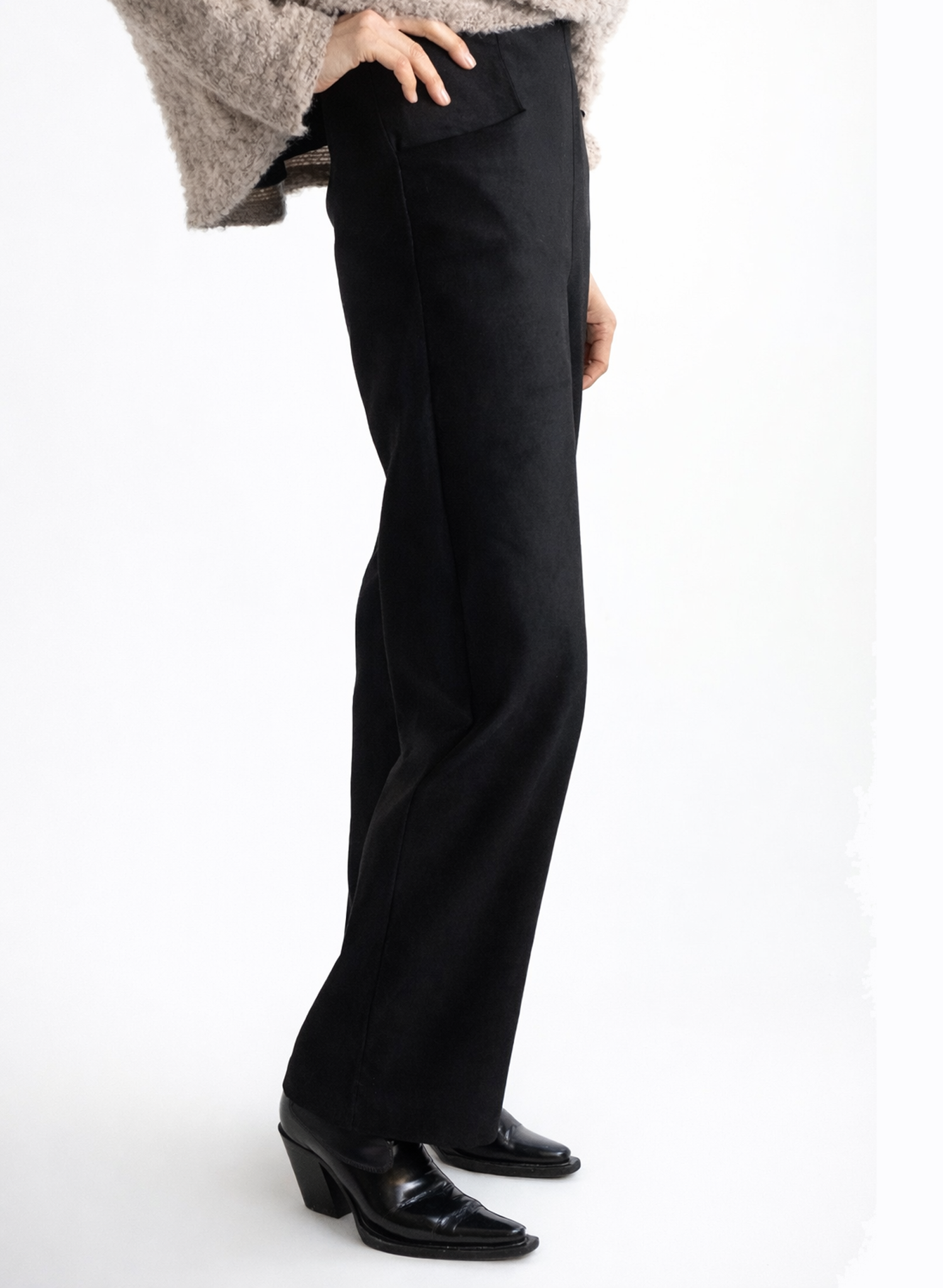 Long Odette Pant - Black Suede