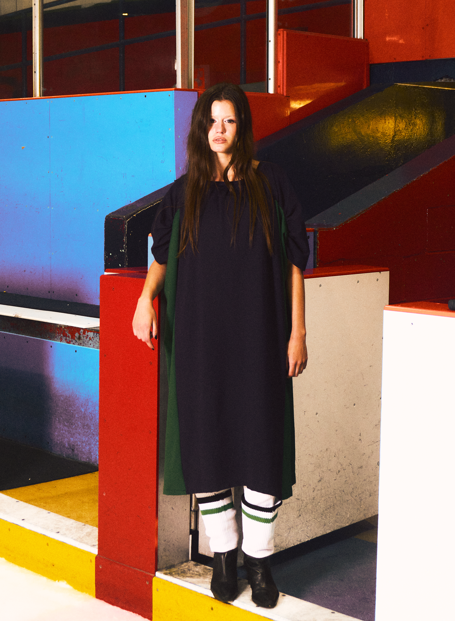 Hat Trick Two-Tone Dress - Navy/Green (PRE-ORDER)