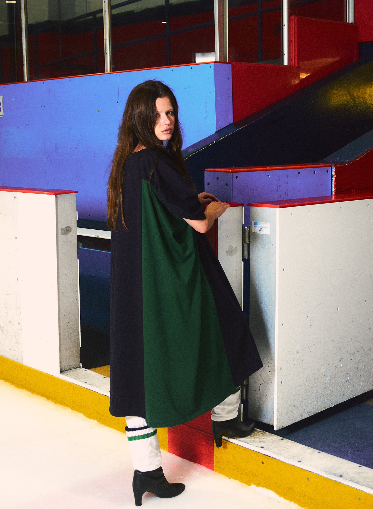 Hat Trick Two-Tone Dress - Navy/Green (PRE-ORDER)