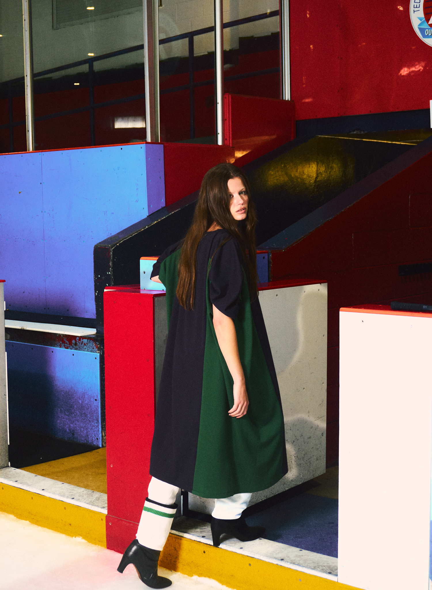 Hat Trick Two-Tone Dress - Navy/Green (PRE-ORDER)