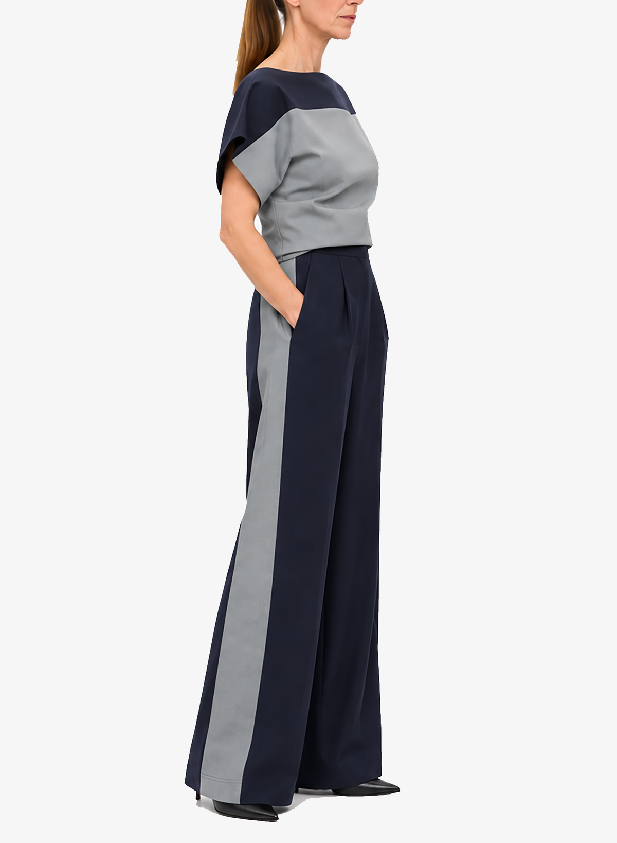 Two-Tone Top - Grey/Navy - Meg