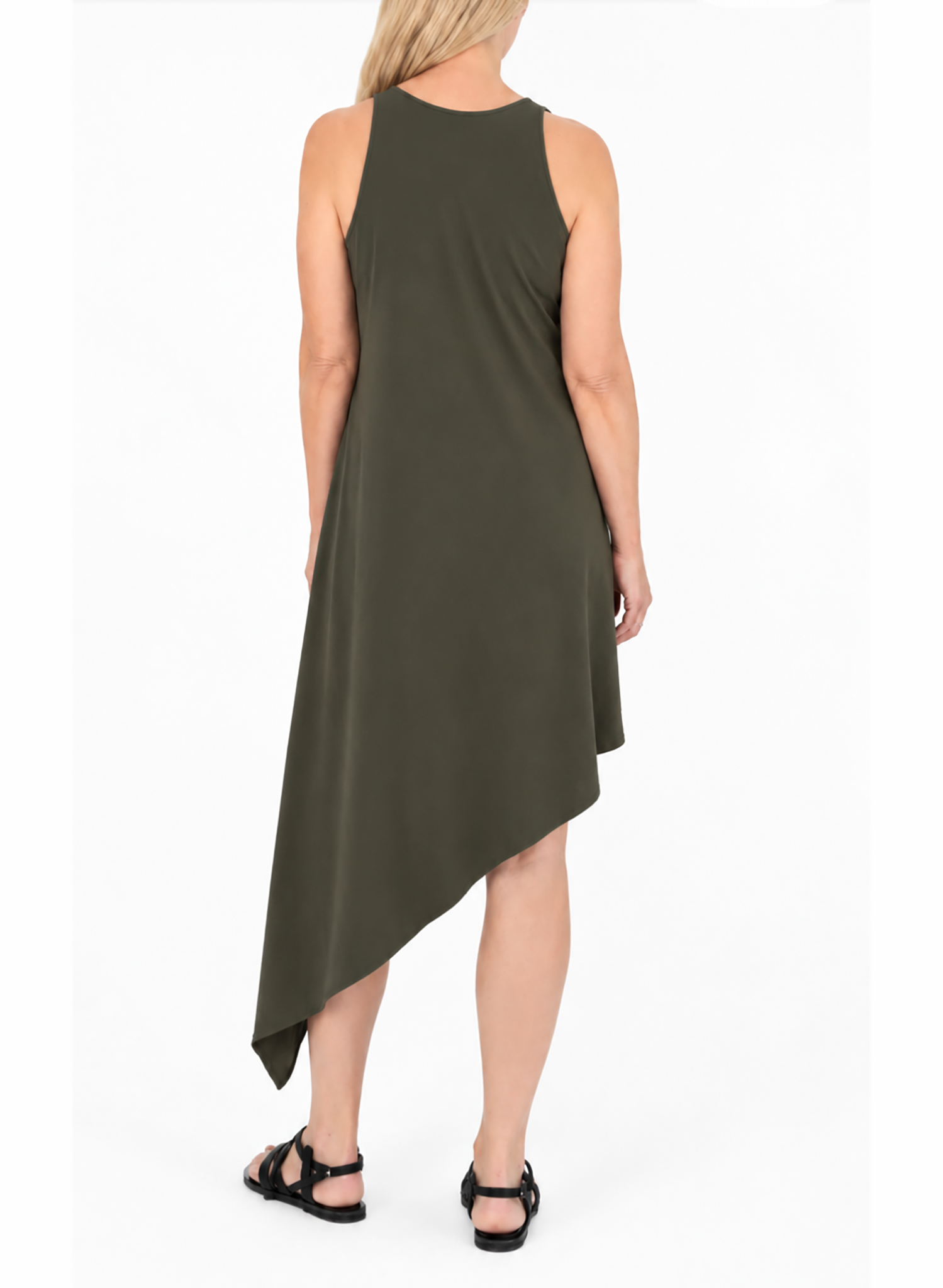 Jersey V-Neck Dress - Olive - Meg