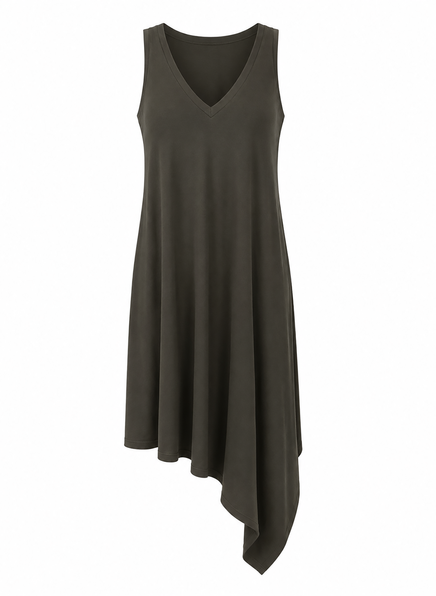Jersey V-Neck Dress - Olive - Meg